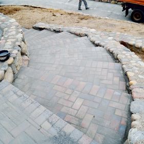 Laying paving